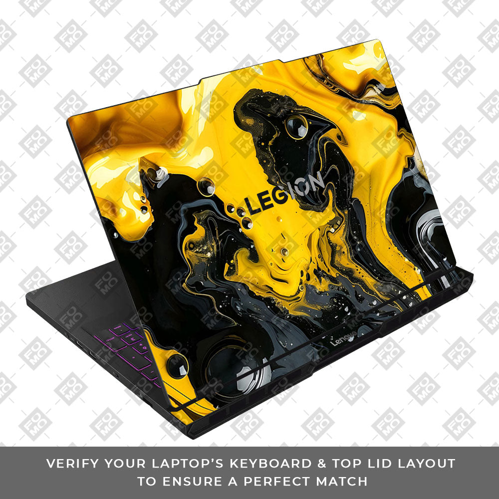 Yellow and Black Paint Swirls Lenovo Legion Pro 5 16AFR10 Laptop Skin