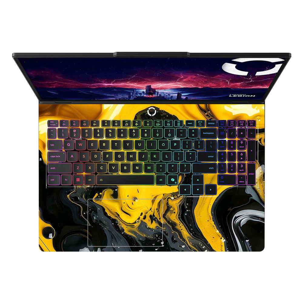 Yellow and Black Paint Swirls Lenovo Legion Pro 5 16ADR10 Laptop Skin