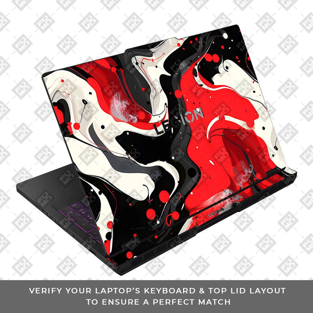 Red and White Paint Swirls Lenovo Legion Pro 5 16AFR10 Laptop Skin