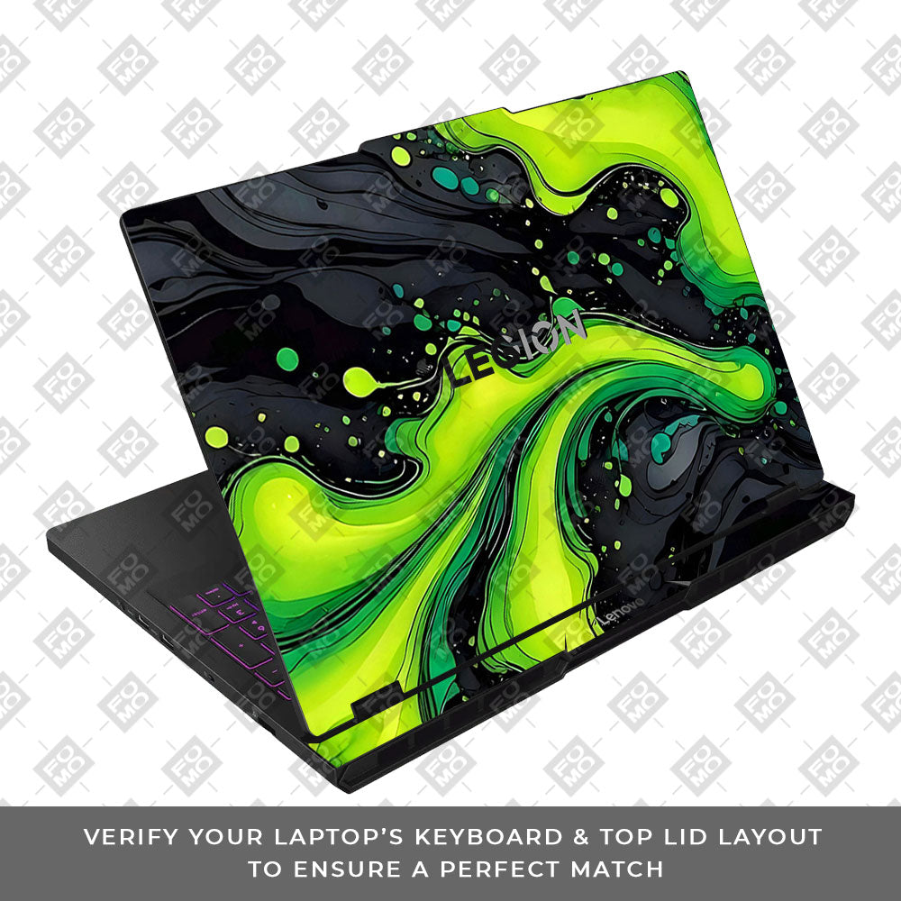 Neon Green Paint Swirls Lenovo Legion Pro 5 16AFR10 Laptop Skin