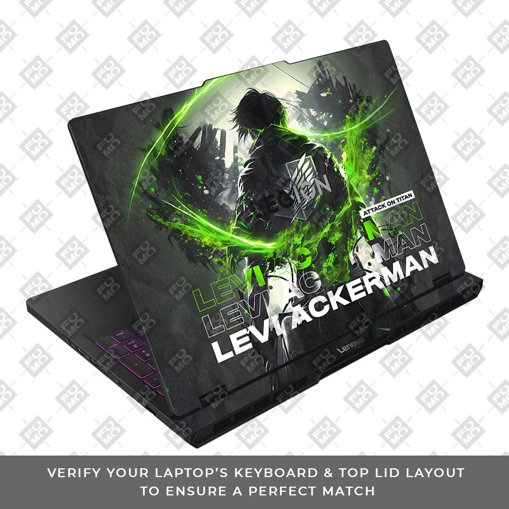 Levi Ackerman Neon Fury Lenovo Legion Pro 5 16AFR10 Laptop Skin