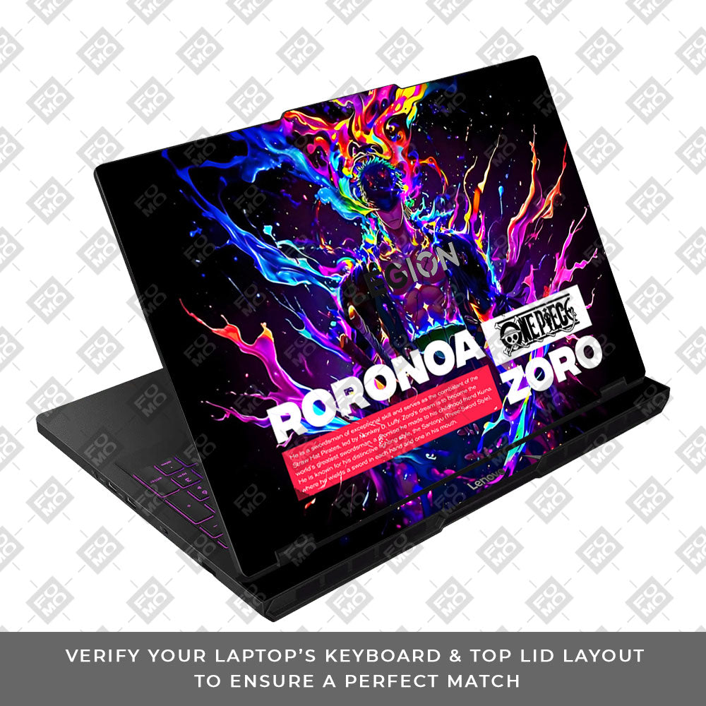 Zoro with Neon Flames Lenovo Legion Pro 5 16AFR10 Laptop Skin