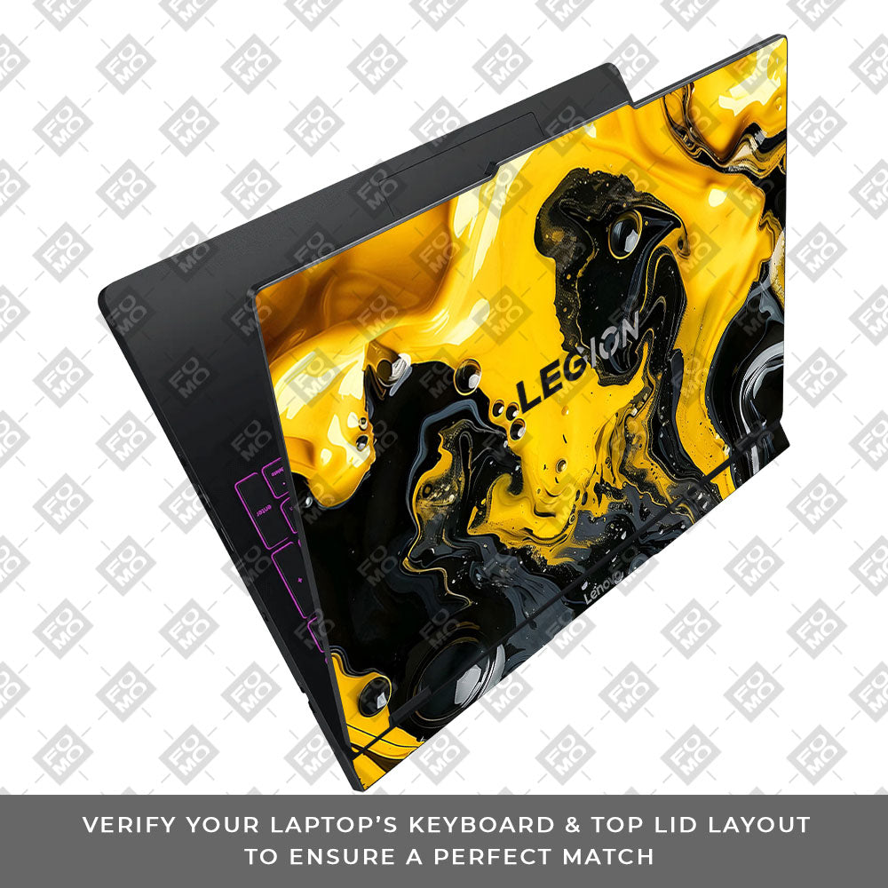Yellow and Black Paint Swirls Lenovo Legion Pro 5 16IAX10 Laptop Skin