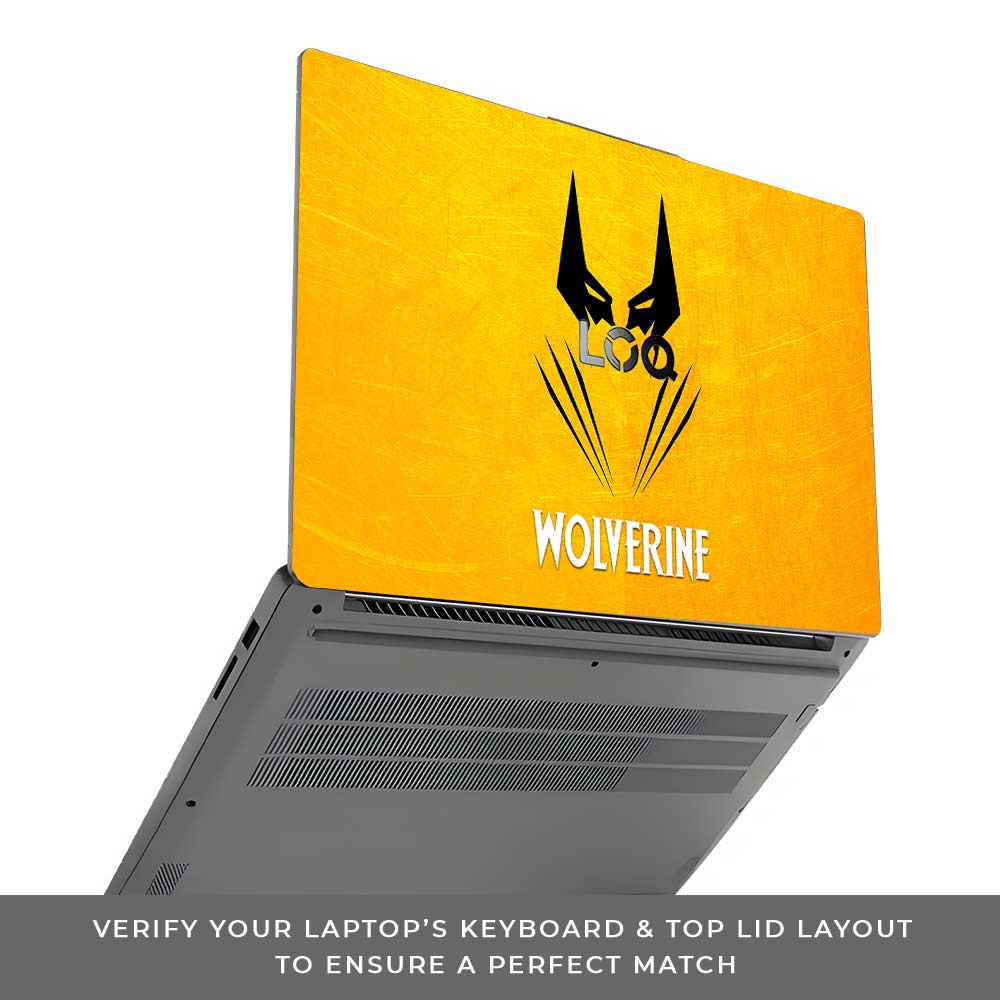 Wolverine with Yellow Background Lenovo LOQ Essential 15IAX9E Laptop Skin