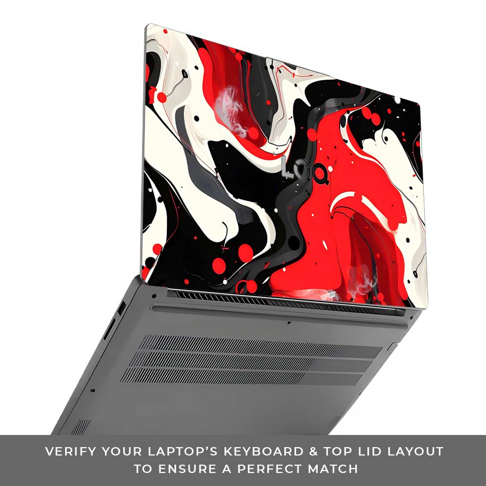 Red and White Paint Swirls Lenovo LOQ Essential 15IAX9E Laptop Skin