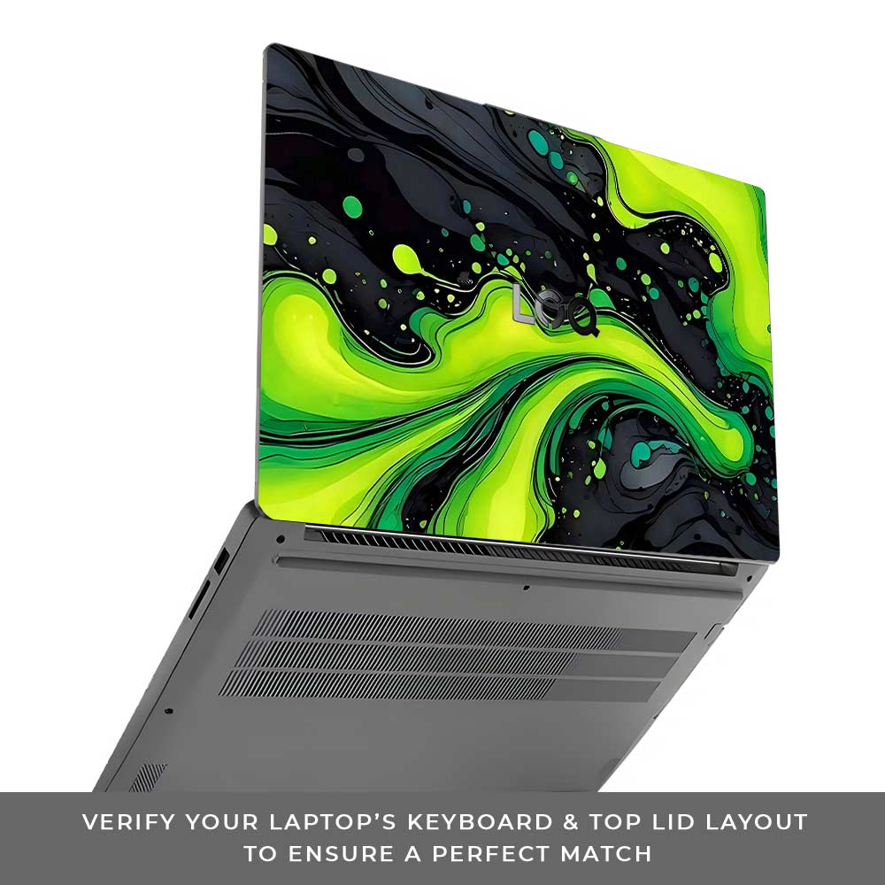Neon Green Paint Swirls Lenovo LOQ Essential 15IAX9E Laptop Skin