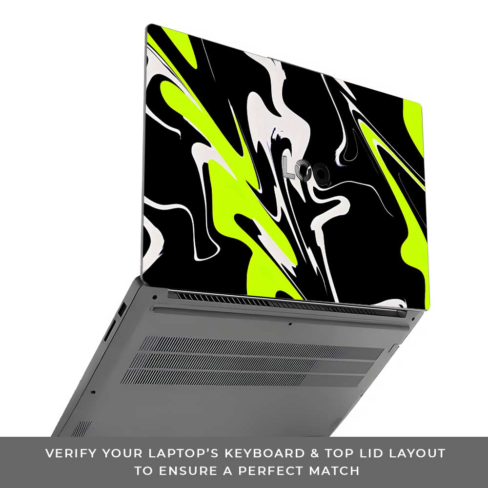 Neon Green and Black Patterns Lenovo LOQ Essential 15IAX9E Laptop Skin