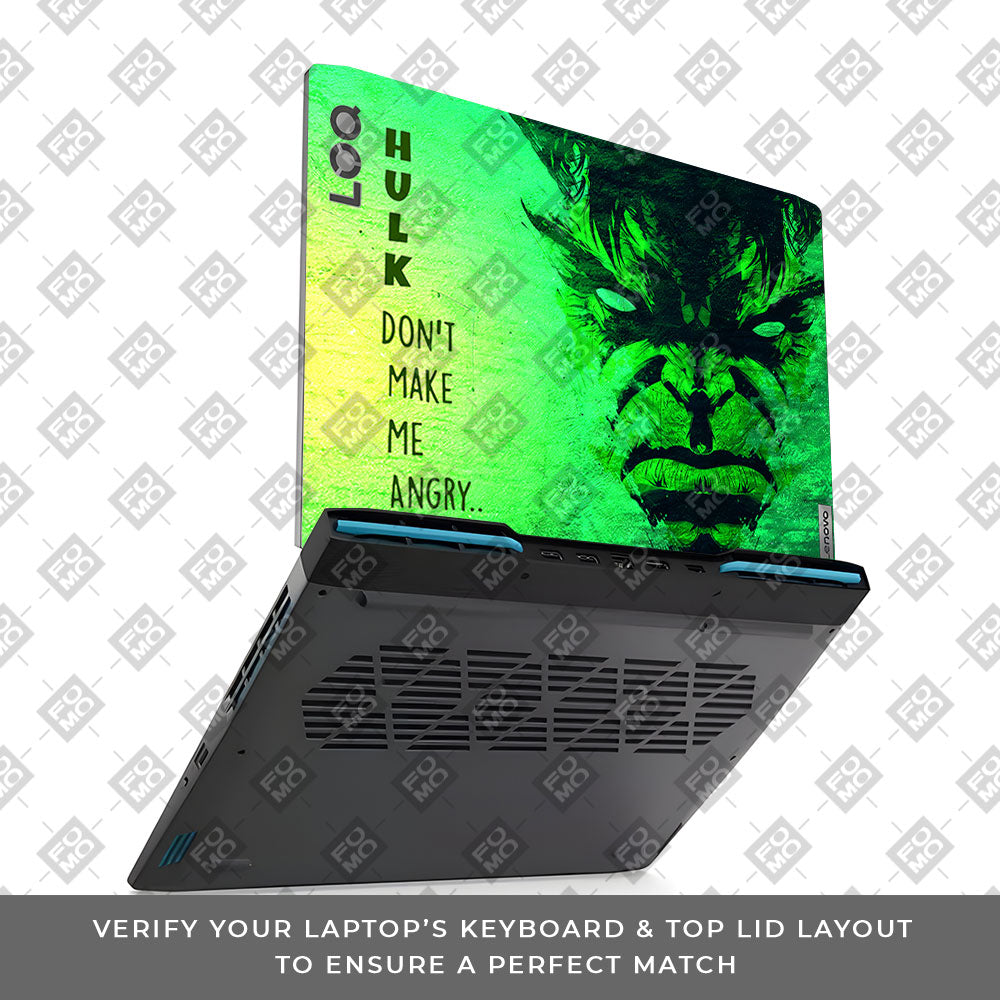 Hulk Don't Make Me Angry Lenovo LOQ 2023 15IRH8, 15APH8 Laptop Skin