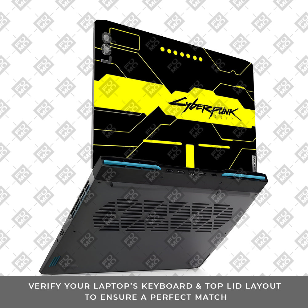 Cyberpunk Yellowline Grid Lenovo LOQ 2023 15IRH8, 15APH8 Laptop Skin