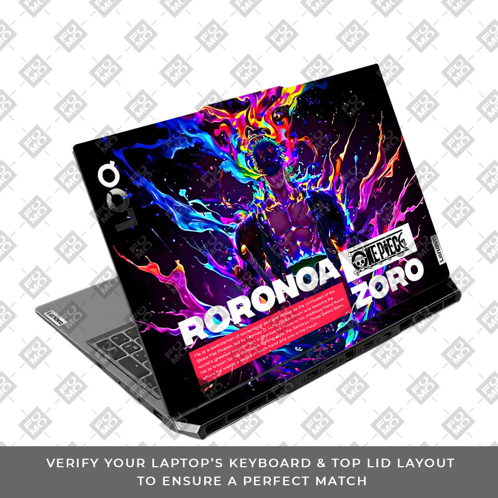 Zoro with Neon Flames Lenovo LOQ 2024, 2025 Laptop Skin
