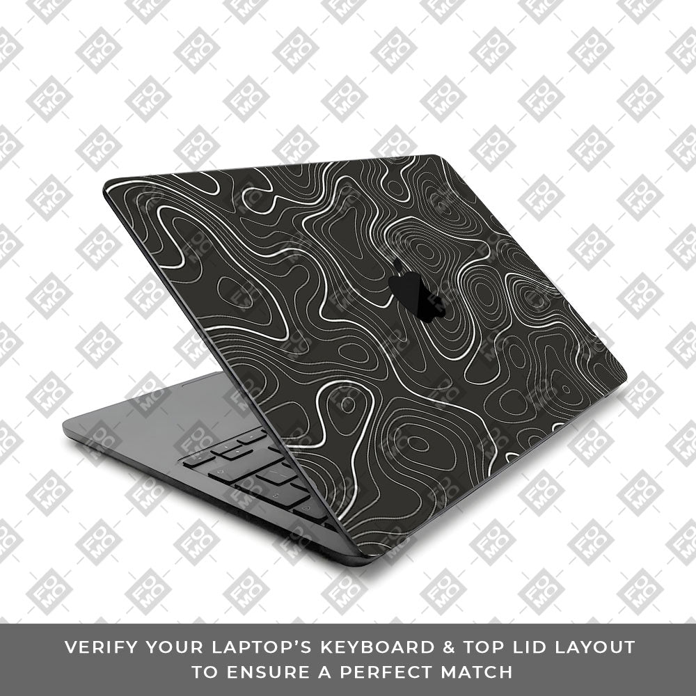 Grayscale Topographic Lines MacBook Air 15 M5 2026 Laptop Skin