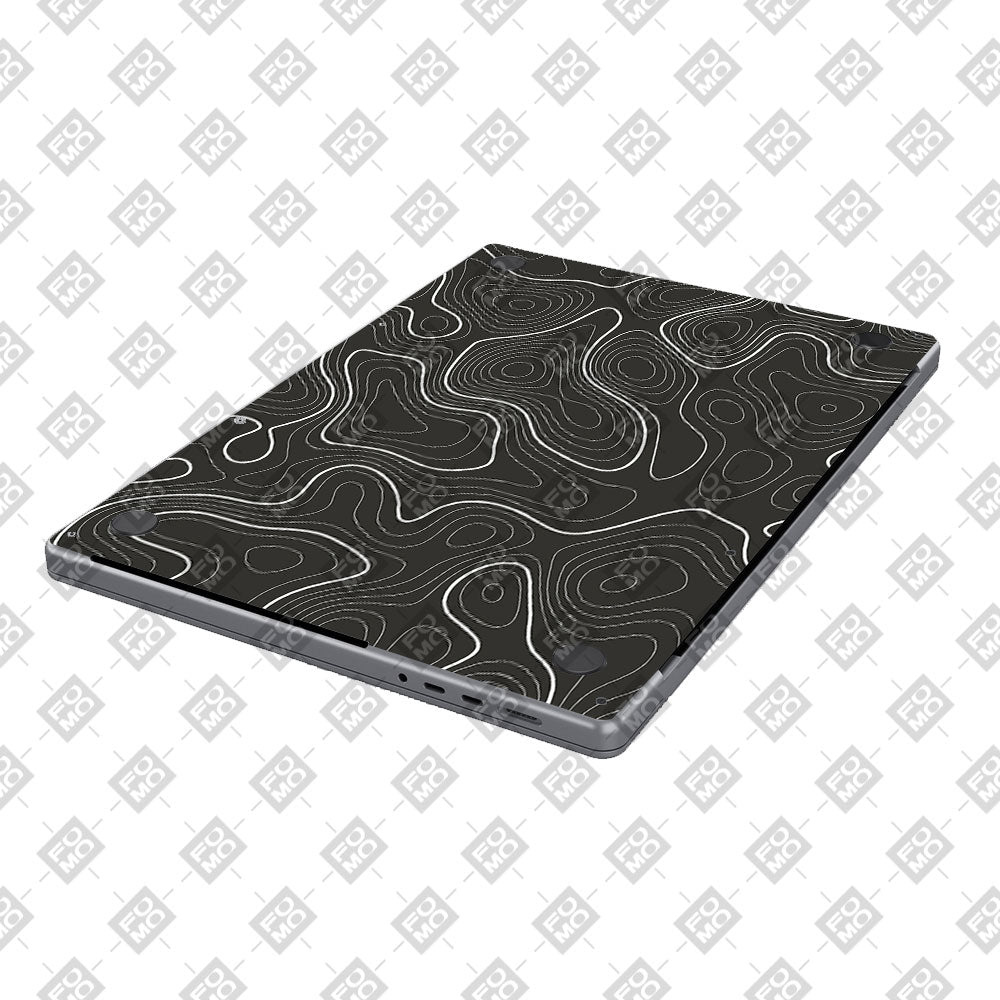 Grayscale Topographic Lines MacBook Air 15 M5 2026 Laptop Skin
