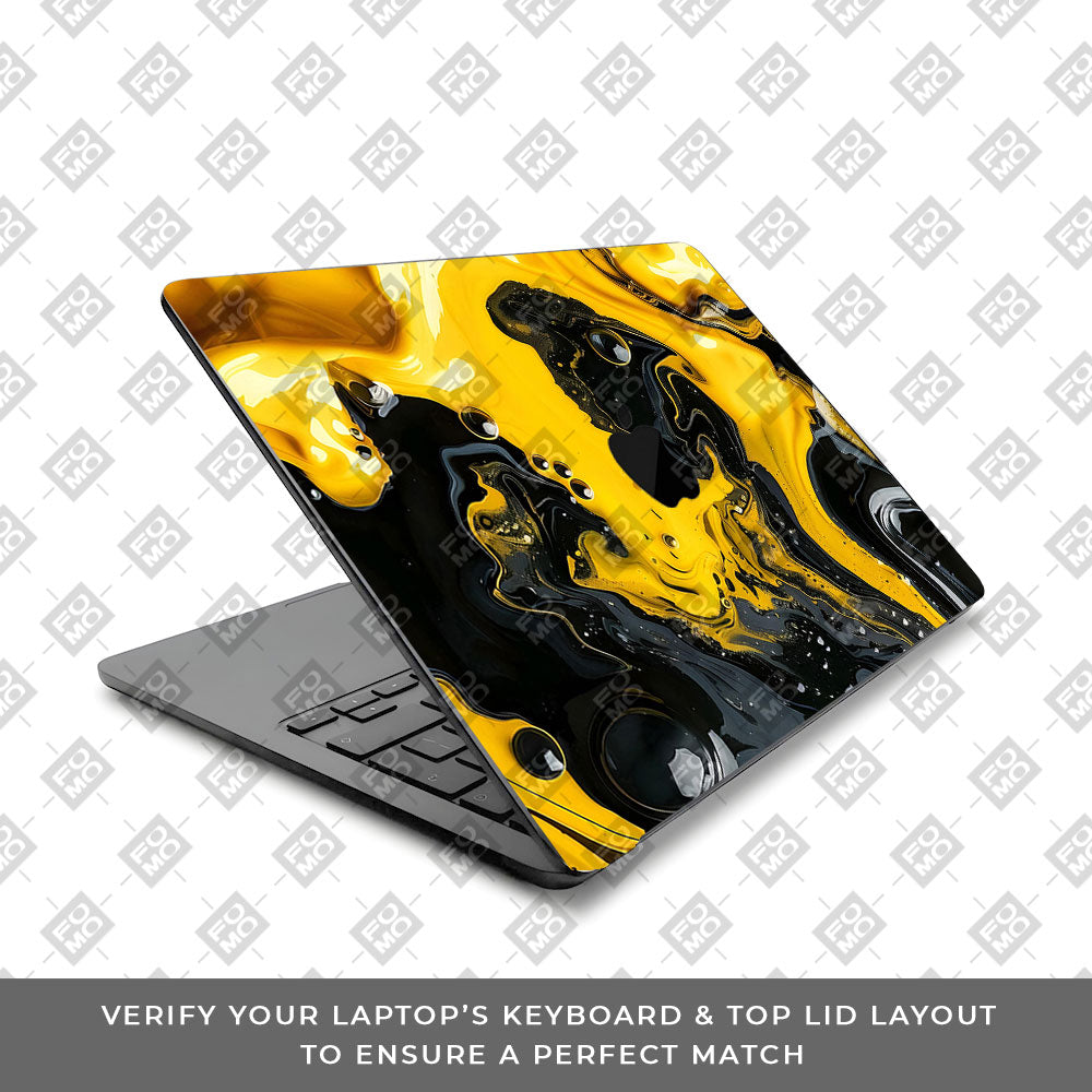 Yellow and Black Paint Swirls MacBook Air 15 M5 2026 Laptop Skin