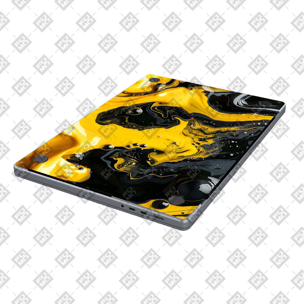 Yellow and Black Paint Swirls MacBook Air 15 M5 2026 Laptop Skin