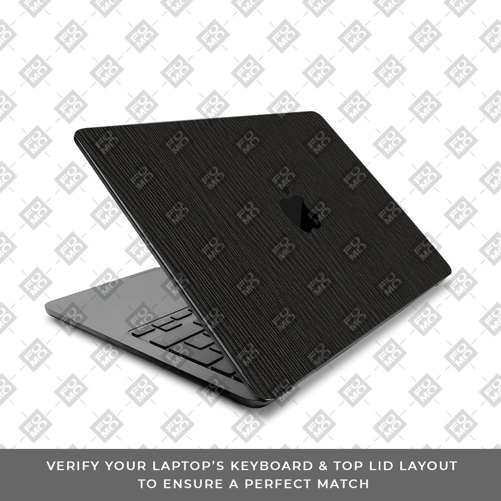 Textured Black Wood MacBook Air 15 M5 2026 Laptop Skin