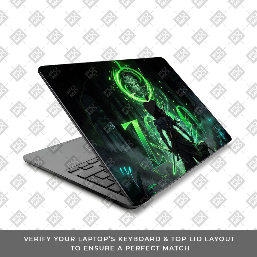 Zoro Green Aura MacBook Air 13 M5 2026 Laptop Skin