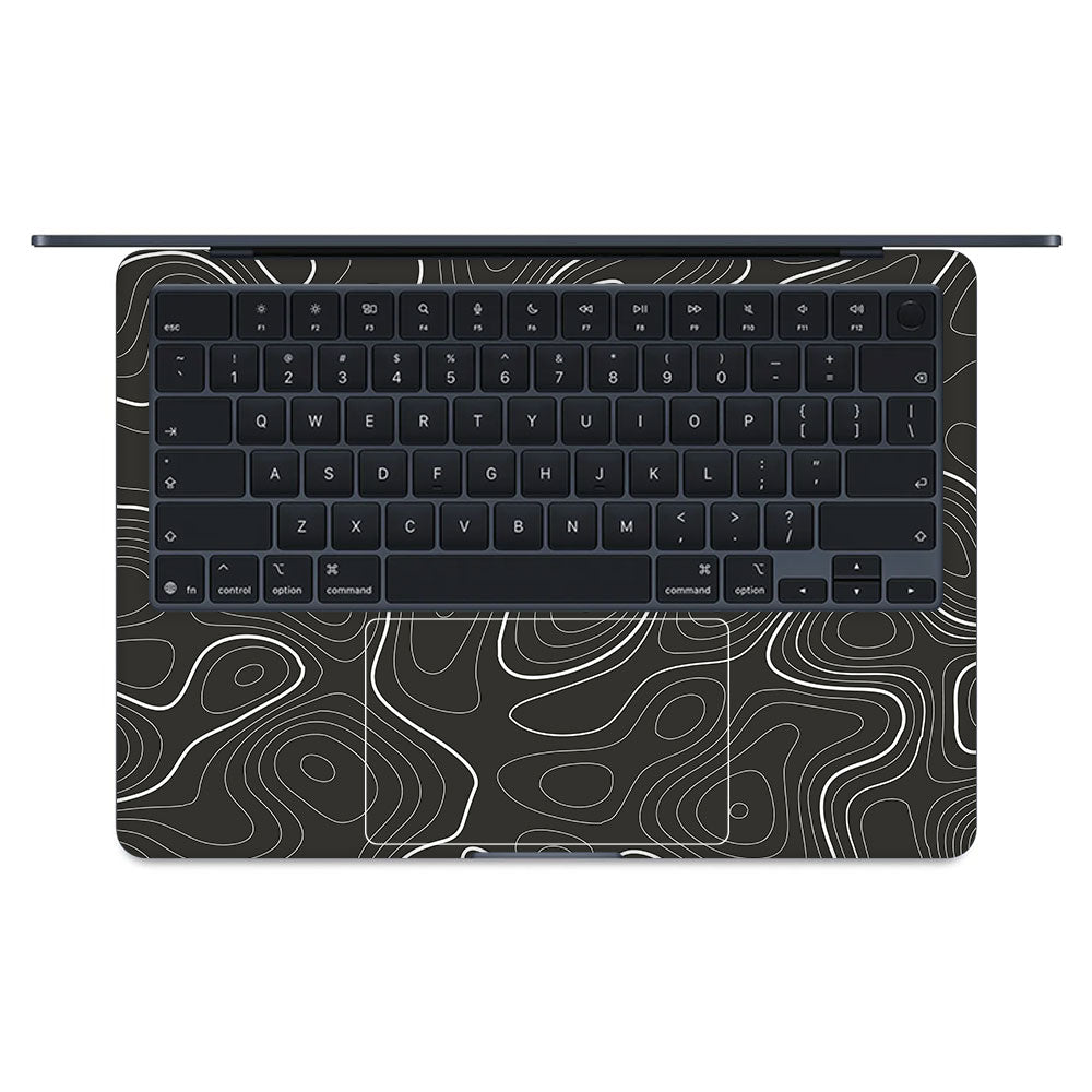 Grayscale Topographic Lines MacBook Air 13 M5 2026 Laptop Skin