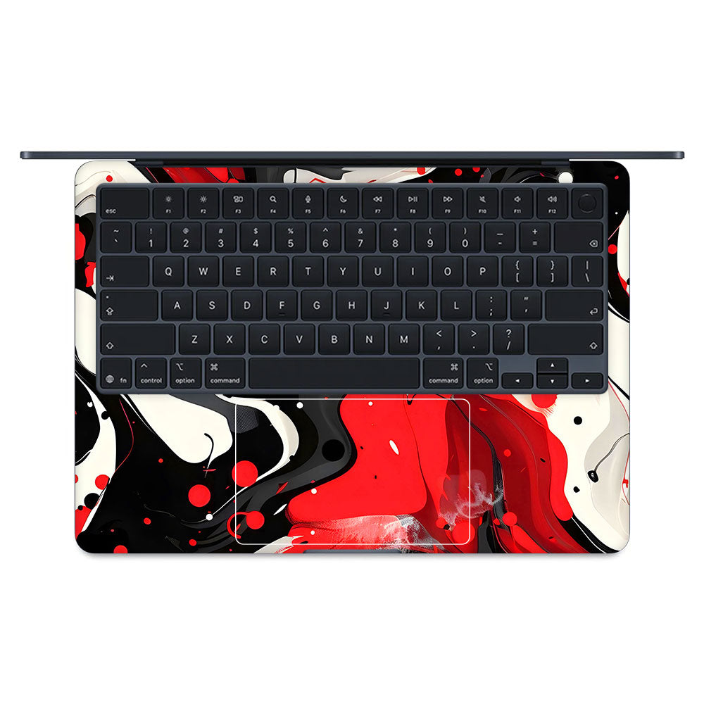 Red and White Paint Swirls MacBook Air 13 M5 2026 Laptop Skin