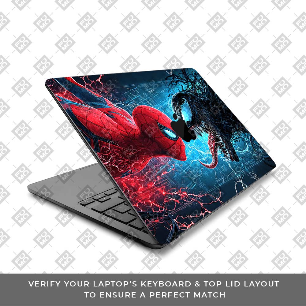 Spiderman vs Venom Showdown MacBook Air 13 M3 2024 3D Laptop Skin