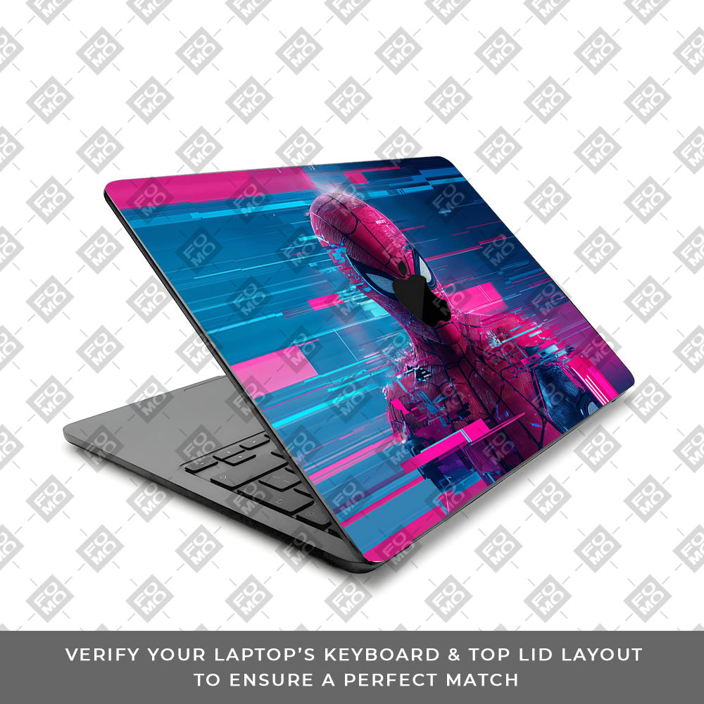 Glitch Spider Neon Web MacBook Air 13 M4 2025 Laptop Skin