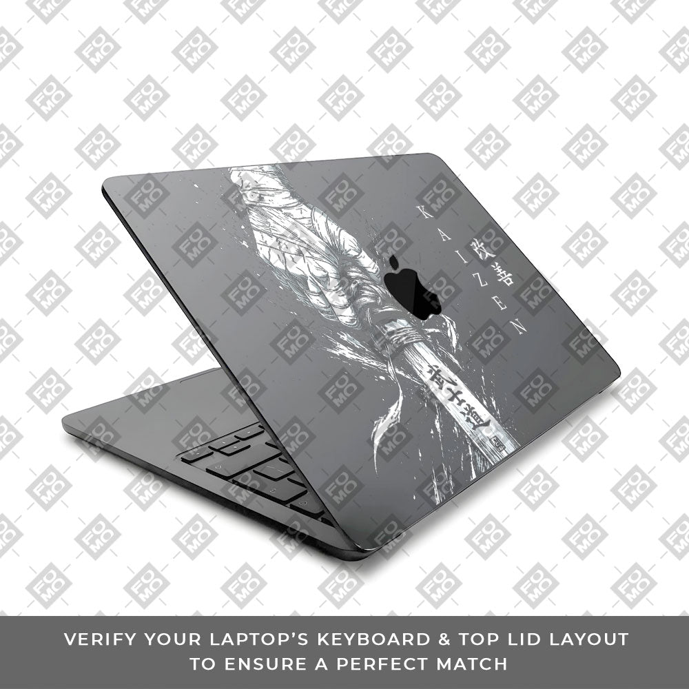 Transparent Kaizen Samurai Sword Macbook Air 13 M5 2026 Laptop Skin