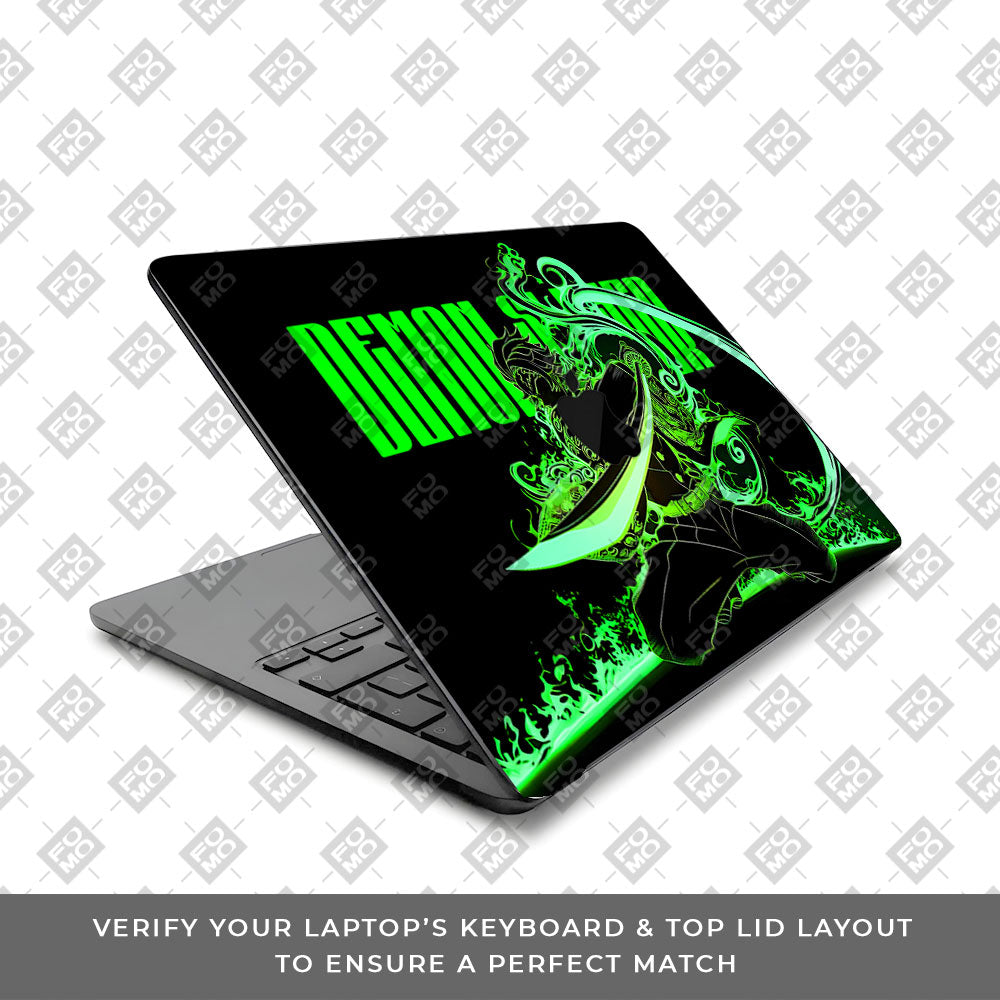 Tanjiro Green Flame Dance Macbook Air 15 M5 2026 3D Laptop Skin