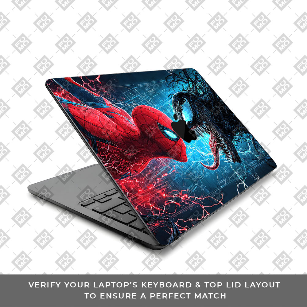 Spiderman vs Venom Showdown Macbook Air 15 M5 2026 3D Laptop Skin