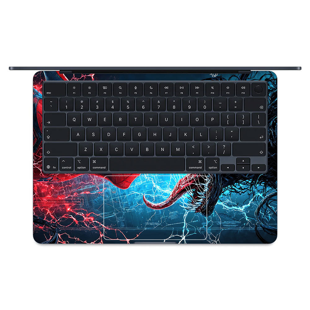 Spiderman vs Venom Showdown Macbook Air 13 M5 2026 3D Laptop Skin