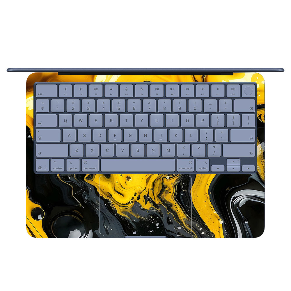 Yellow and Black Paint Swirls MacBook Neo 13 Laptop Skin