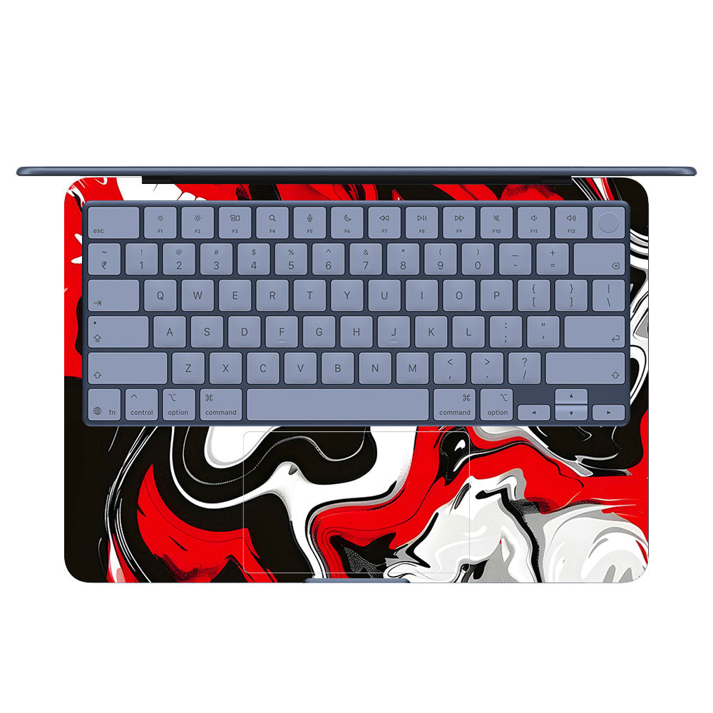 Red and White Marble MacBook Neo 13 Laptop Skin