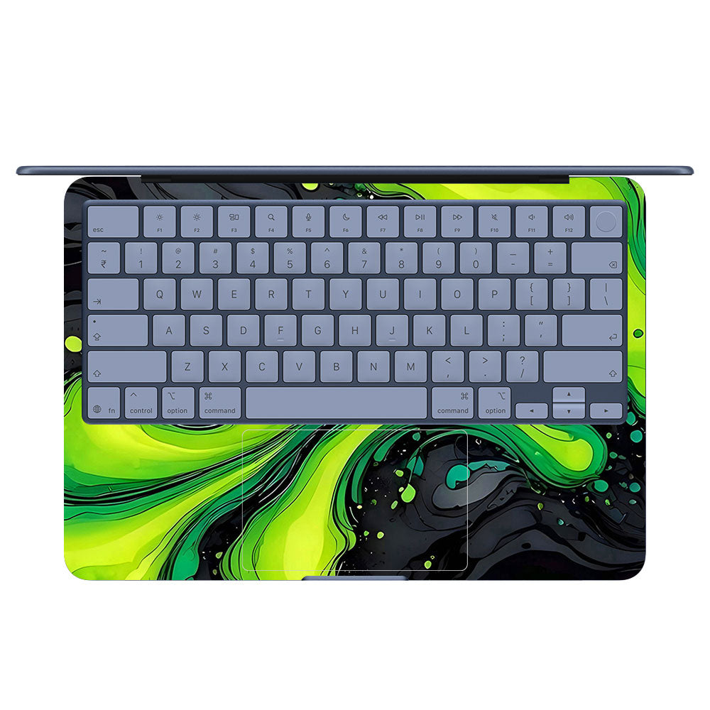 Neon Green Paint Swirls MacBook Neo 13 Laptop Skin
