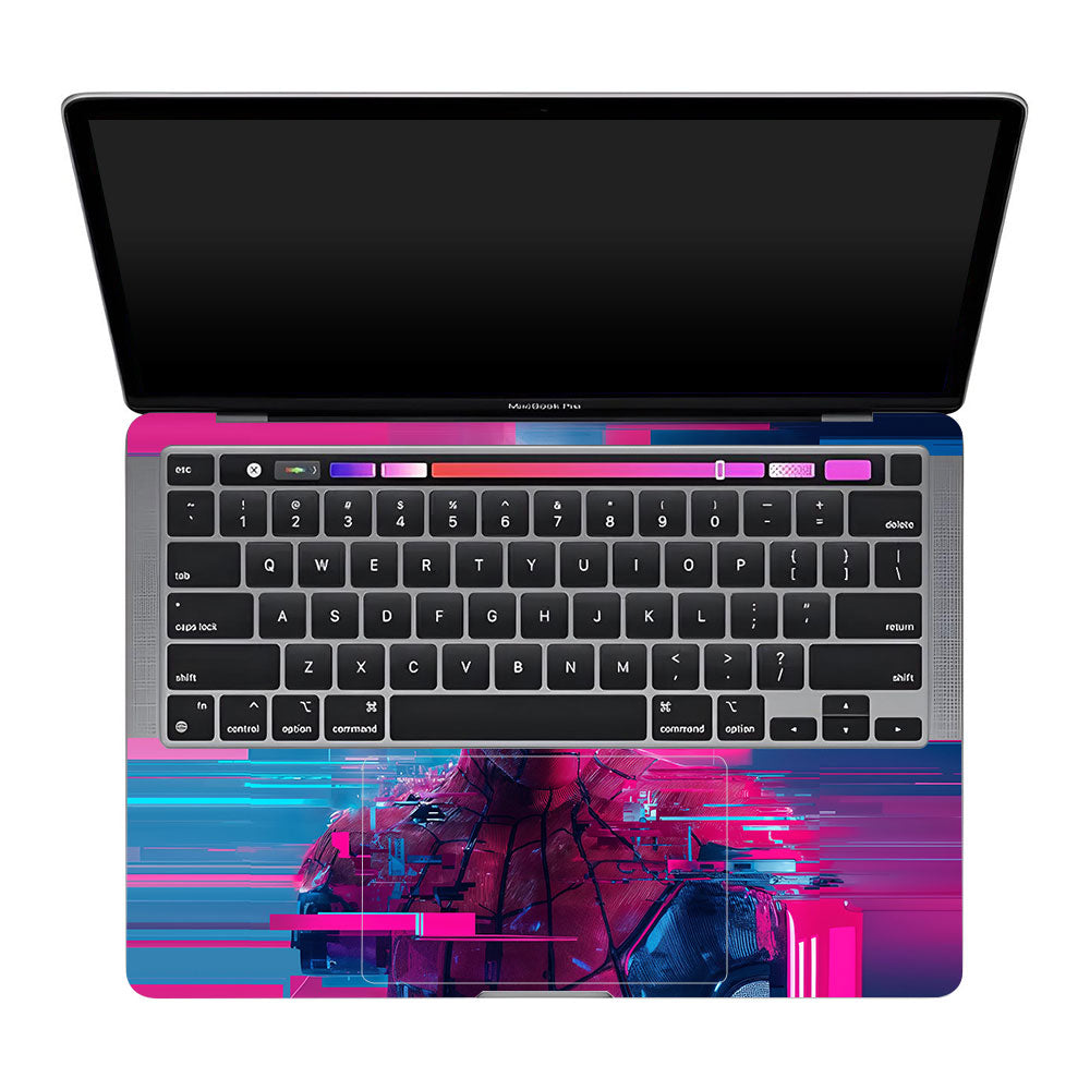 Glitch Spider Neon Web MacBook Pro 13 M1 2020 Laptop Skin