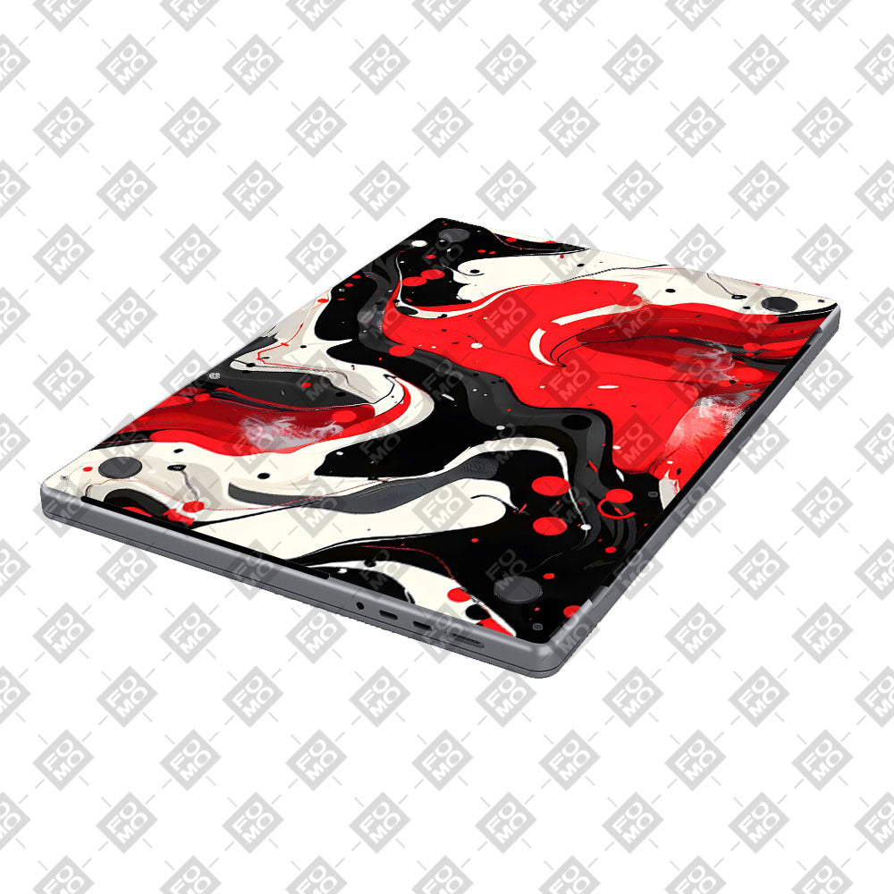 Red and White Paint Swirls MacBook Pro 14 M5 Pro/Max 2026 Laptop Skin
