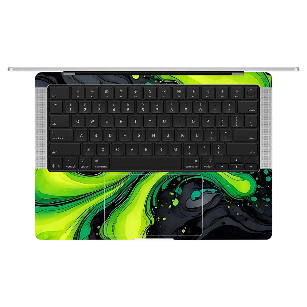 Green Paint Swirls MacBook Pro 14 M5 2025 Laptop Skin