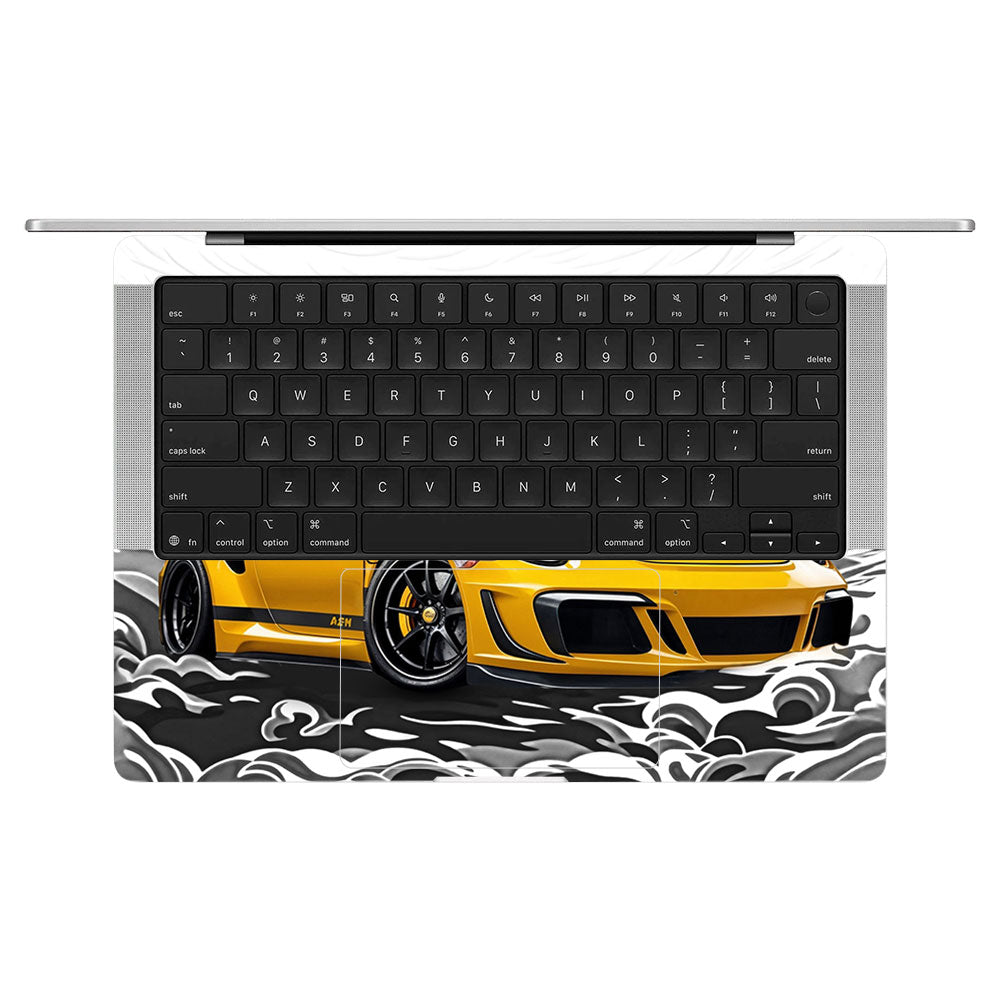 Porsche 911 Yellow Blaze MacBook Pro 14 M5 2025 Laptop Skin