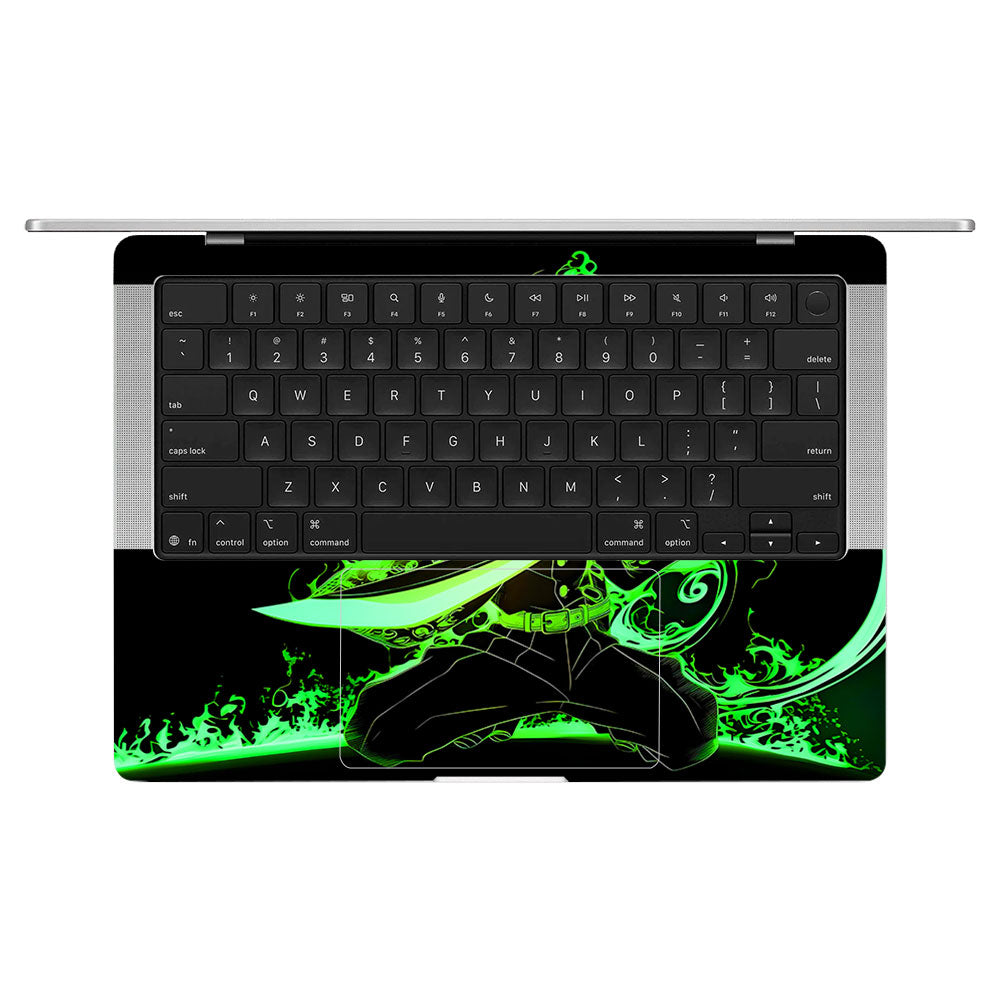 Tanjiro Green Flame Dance MacBook Pro 14 M5 2025 Laptop Skin