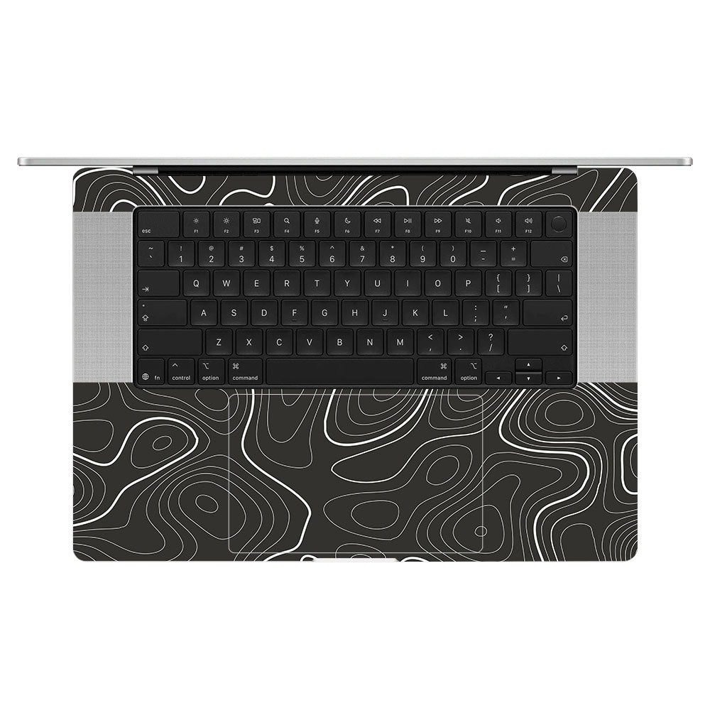 Grayscale Topographic Lines MacBook Pro 16 M5 Pro/Max 2026 Laptop Skin