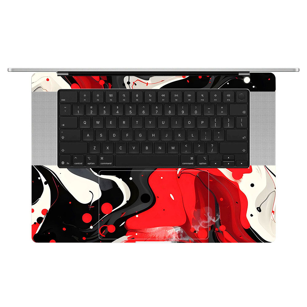 Red and White Paint Swirls MacBook Pro 16 M5 Pro/Max 2026 Laptop Skin