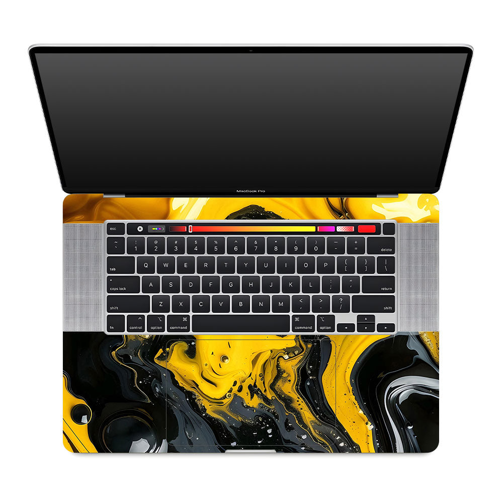 Yellow and Black Paint Swirls MacBook Pro 16 2019 Laptop Skin