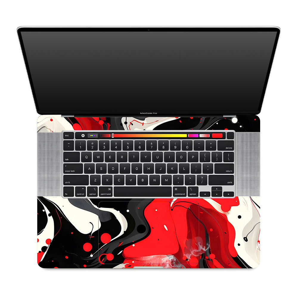 Red and White Paint Swirls MacBook Pro 16 2019 Laptop Skin