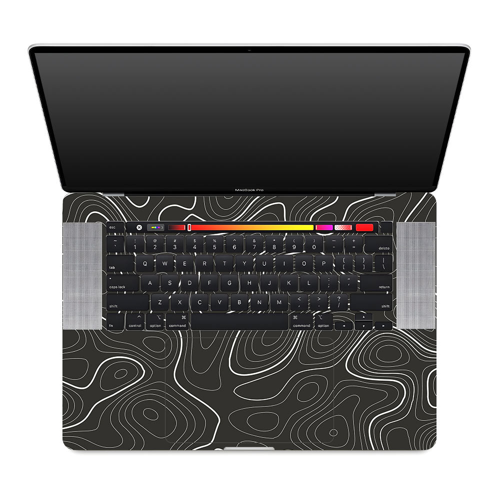 Grayscale Topographic Lines MacBook Pro 16 2019 Laptop Skin