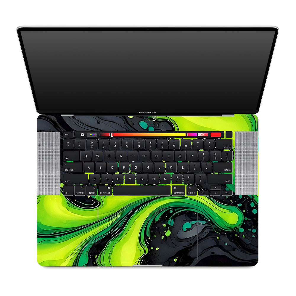 Neon Green Paint Swirls MacBook Pro 16 2019 Laptop Skin
