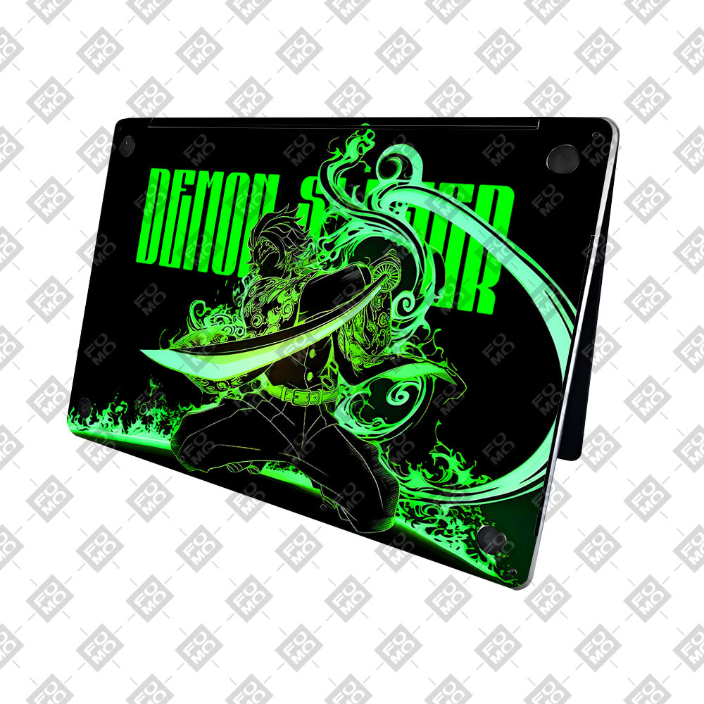 Tanjiro Green Flame Dance MacBook Pro 16 2019 3D Laptop Skin