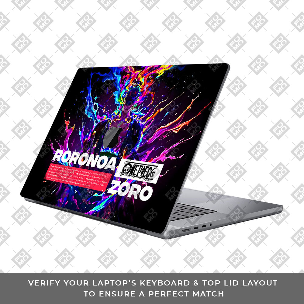 Zoro with Neon Flames MacBook Pro 16 2019 Laptop Skin