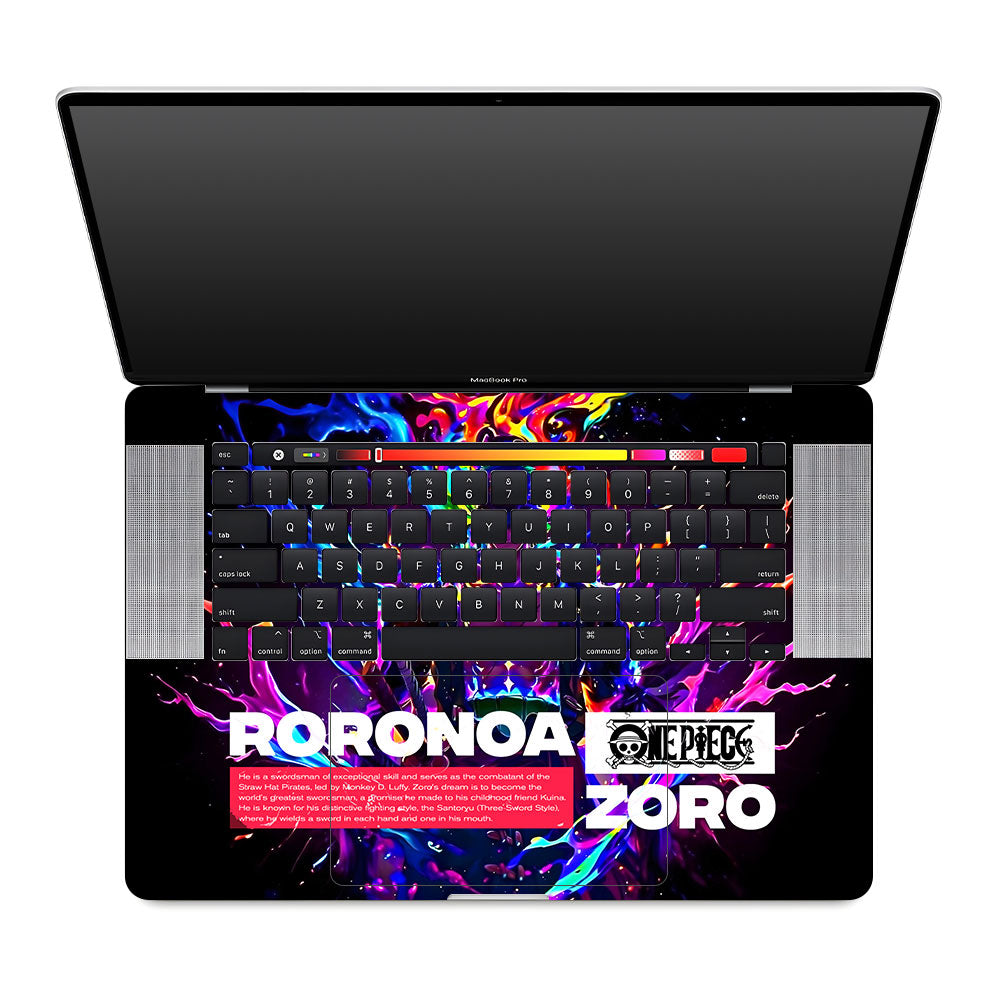 Zoro with Neon Flames MacBook Pro 16 2019 Laptop Skin
