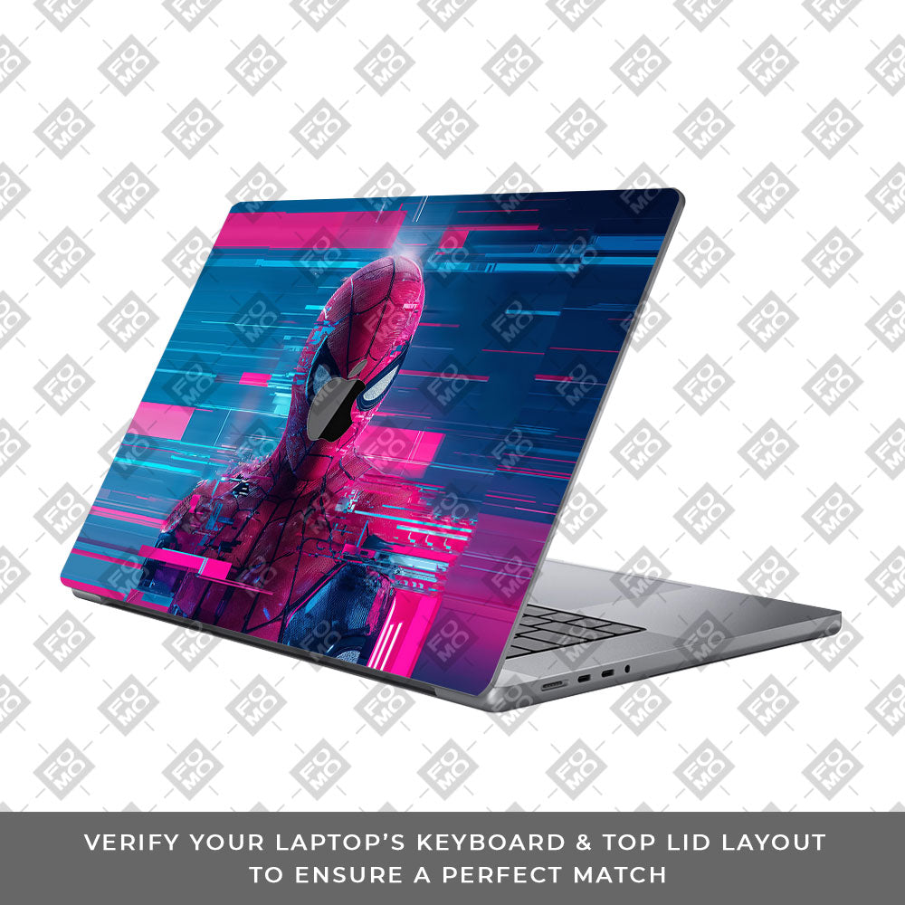 Glitch Spider Neon Web MacBook Pro 16 2019  Laptop Skin