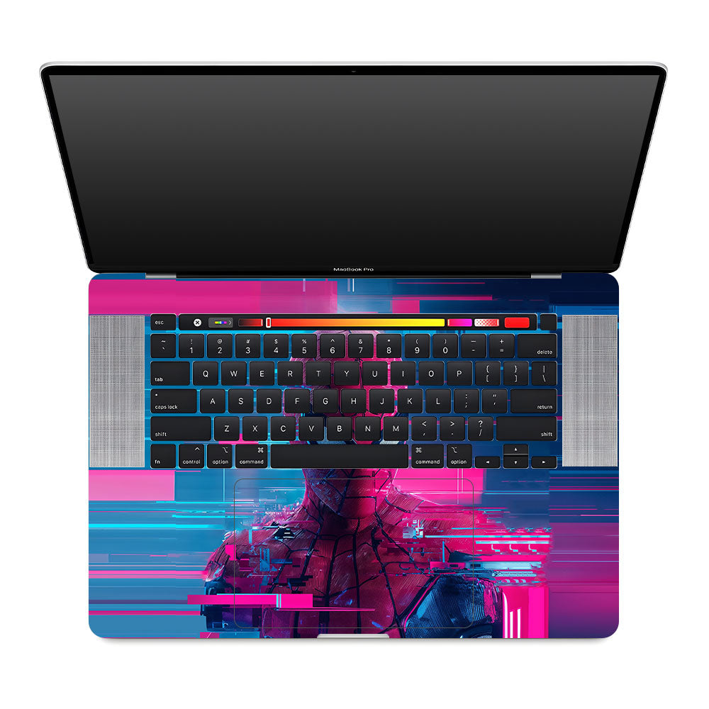 Glitch Spider Neon Web MacBook Pro 16 2019  Laptop Skin