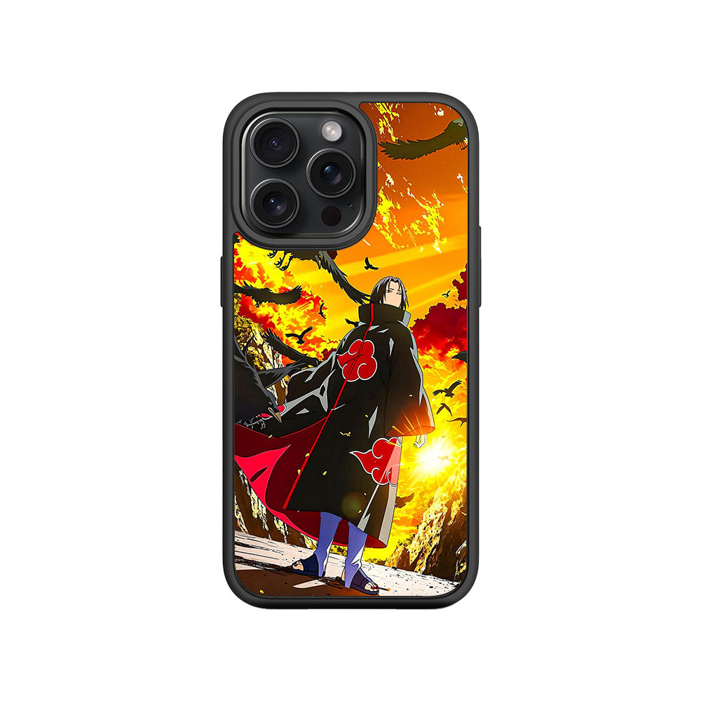Itachi Uchiha Walking in Flames with Crows with Shockguard Armour Magsafe Case for Apple iPhone 15 Pro Max