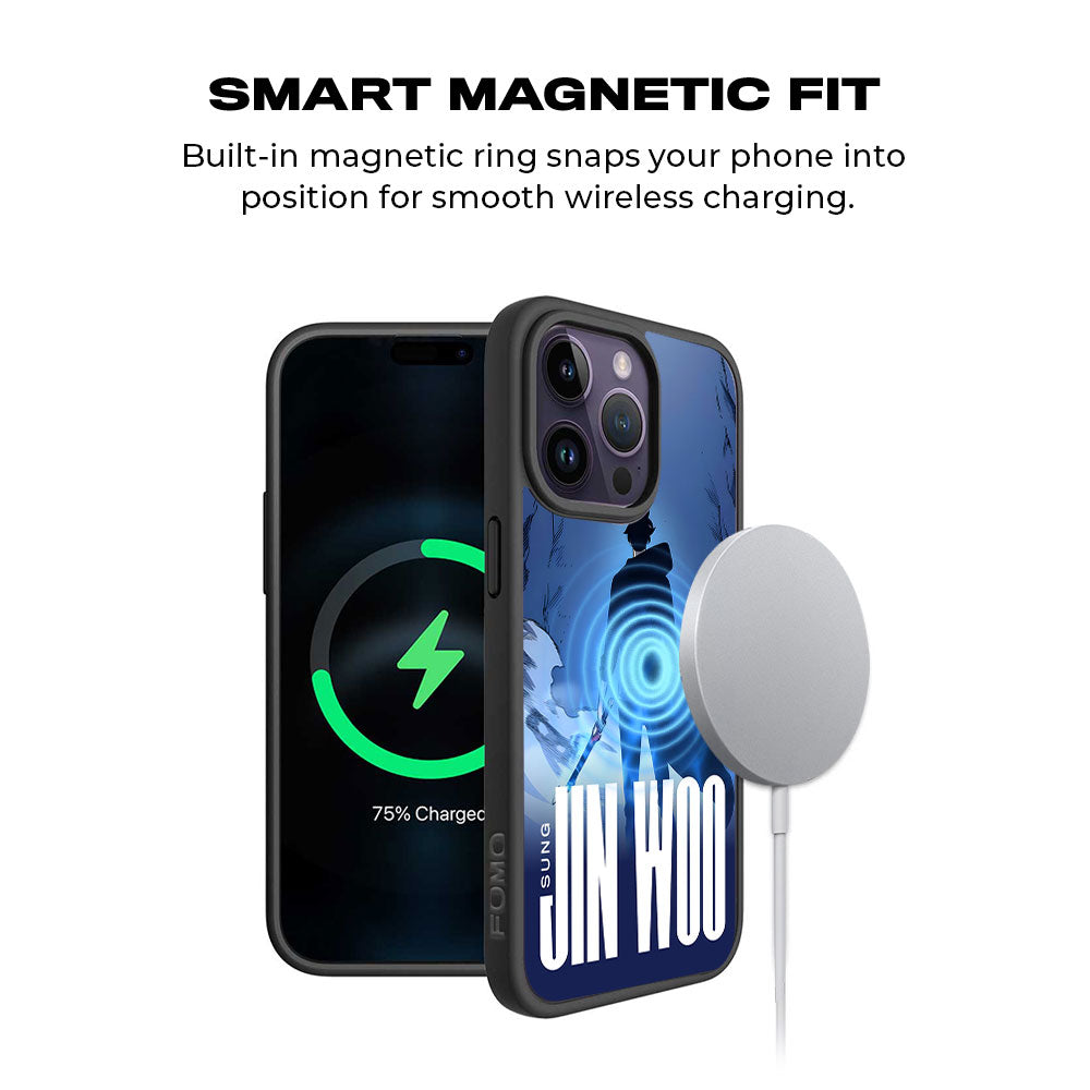 Jin Woo S-Rank Hunter Skin with Shockguard Armour Magsafe Case for Apple iPhone 15 Pro