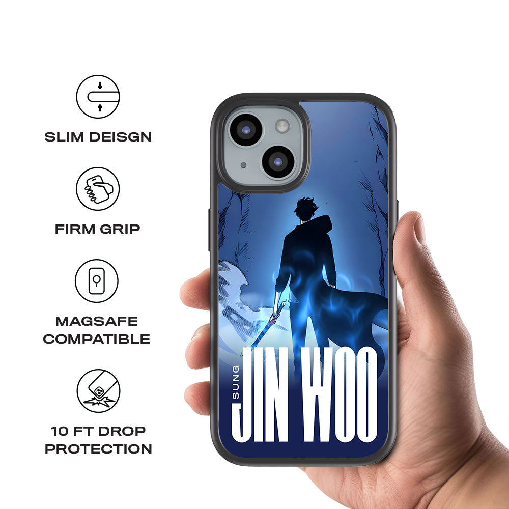 Jin Woo S-Rank Hunter Skin with Shockguard Armour Magsafe Case for Apple iPhone 15